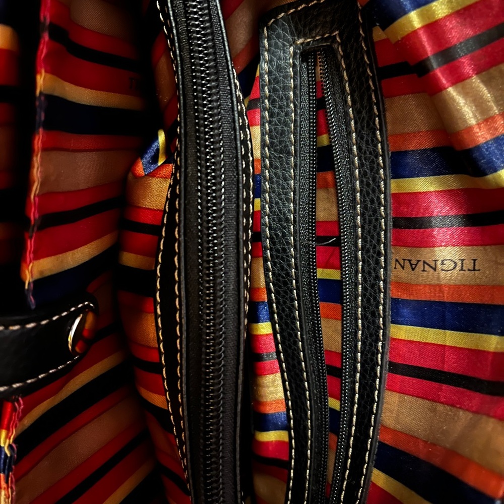 Tignanello Navy and Black Two-Tone Leather Satchel - Picture 9 of 10